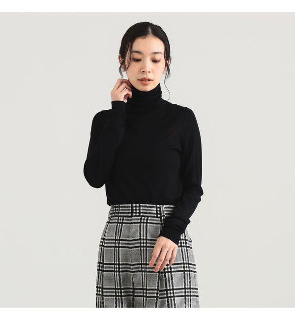 Demi-Luxe BEAMS 「AK+1 / 18ゲージ ハイネック プルオーバー」|ニット・セーター|BLACK