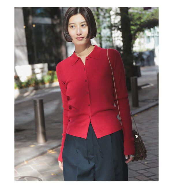 Demi-Luxe BEAMS 「ポリエステル ウール ポロ カーディガン」|ニット・セーター|