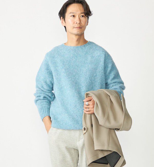 SHIPS「【SHIPS別注】HARLEY OF SCOTLAND:ウォッシャブル シャギー クルーネックニット」|ニット・セーター|