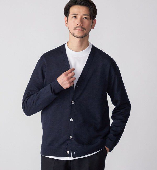 SHIPS「SHIPS: ハンドフレーム 16ゲージ Vネック カーディガン ニット」|カーディガン|ネイビー