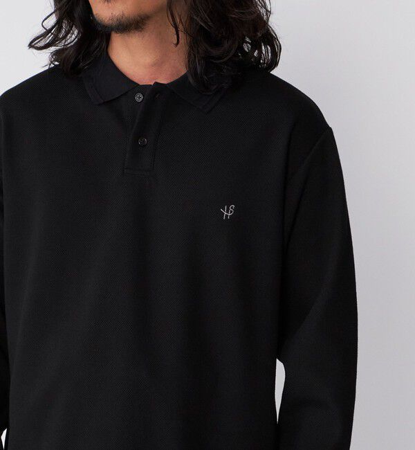 SHIPS「【WEB限定】SHIPS: ワンポイント ロゴ バーズアイ ロングスリーブ ポロシャツ」|ポロシャツ|ブラック