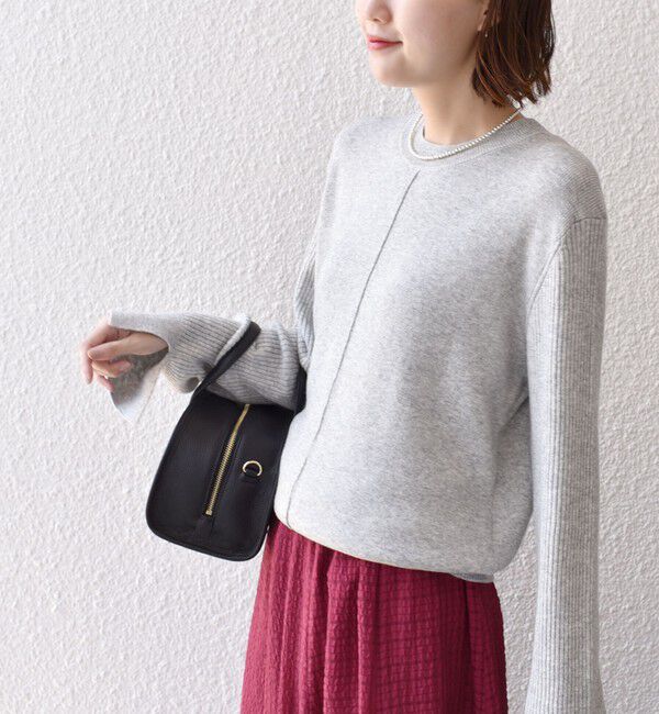 SHIPS for women「【WEB限定】〈手洗い可能〉ボーダー リブ スリーブ ベーシック ニット」|ニット・セーター|