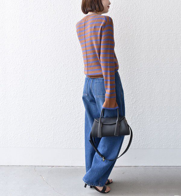 SHIPS for women「【WEB限定】〈手洗い可能〉ボーダー リブ スリーブ ベーシック ニット」|ニット・セーター|