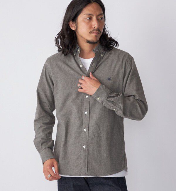 SHIPS「【WEB限定】SHIPS: MADE IN JAPAN ワンポイントロゴ 微起毛 ボタンダウンシャツ」|シャツ・ブラウス|グレー