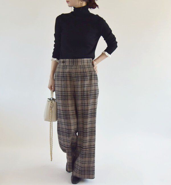 quaranciel「quaranciel:〈手洗い可能〉チェック ソリッド パイピング ワイド パンツ」|その他|