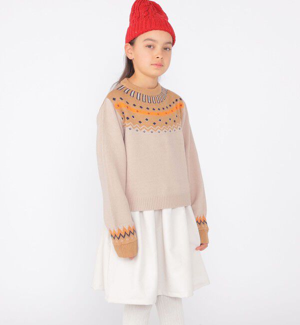 SHIPS KIDS「SHIPS KIDS:145～160cm / ＜手洗い可能＞ ノルディック レイヤード ワンピース」|ワンピース|ベージュ