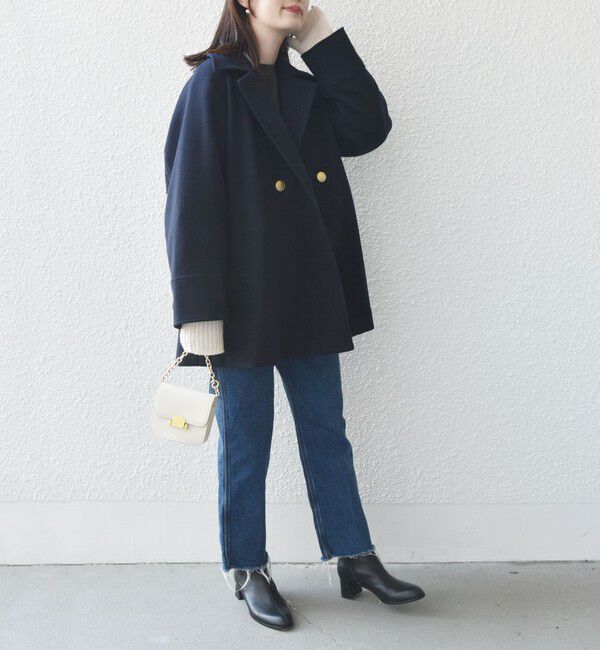 SHIPS for women「【WEB限定】〈手洗い可能〉ウール ライク ジャージー メルトン 2WAY Pコート」|ピーコート|