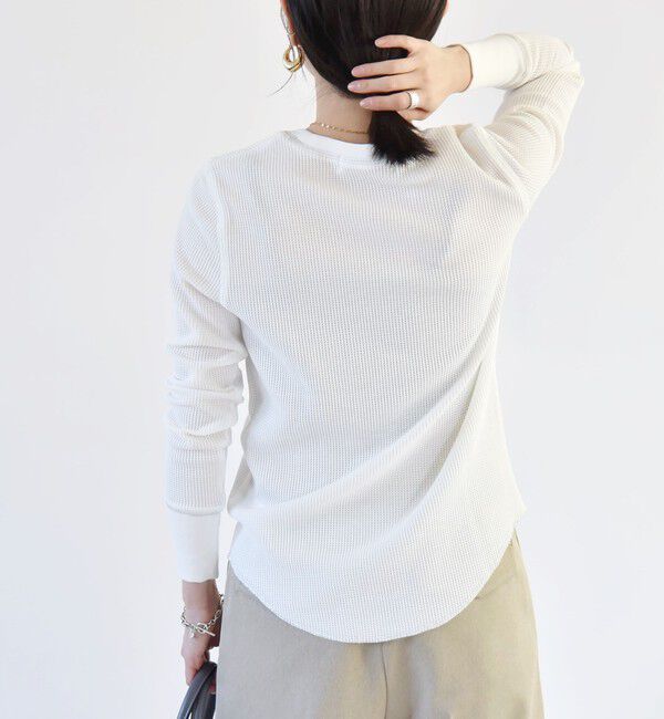 quaranciel「quaranciel:〈洗濯機可能〉ワッフル クルーネック ラウンドヘム カットソー」|Tシャツ・カットソー|