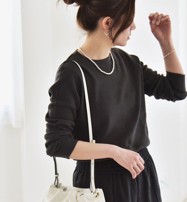 quaranciel「quaranciel:〈洗濯機可能〉ワッフル クルーネック ラウンドヘム カットソー」|Tシャツ・カットソー|