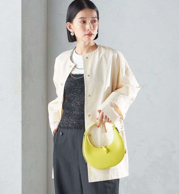 SHIPS for women「〈撥水加工/手洗い可能〉綿 ナイロン ギャバ ノーカラー ミディ コート 24SS ◇」|ノーカラーコート|