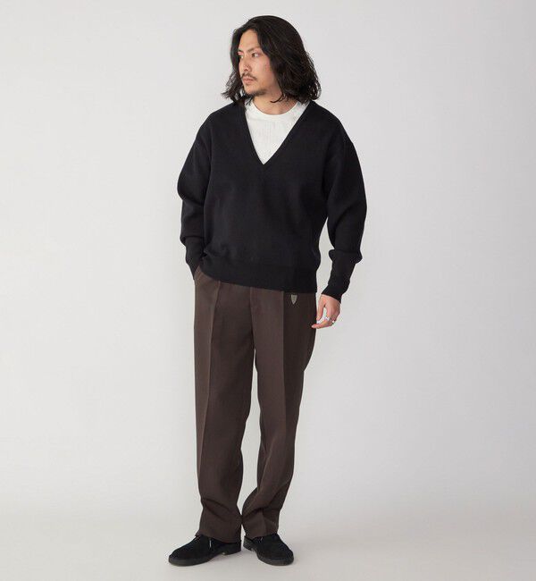 SHIPS「SHIPS: ダブルフェイス コットンカシミヤ Vネック 長袖 ニット」|ニット・セーター|