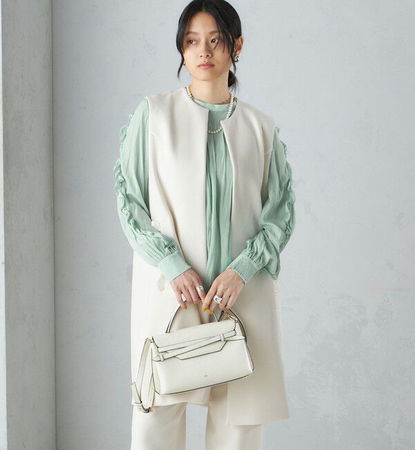 SHIPS for women「【SHIPS別注】kaene:〈洗濯機可能〉ハイストレッチ ダンボール フリル ジレ」|ベスト・ジレ|