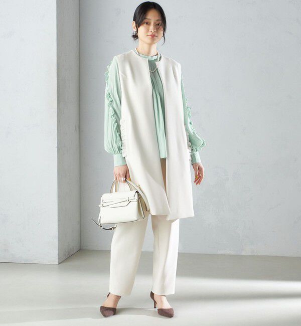 SHIPS for women「【SHIPS別注】kaene:〈洗濯機可能〉ハイストレッチ ダンボール フリル ジレ」|ベスト・ジレ|