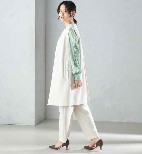 SHIPS for women「【SHIPS別注】kaene:〈洗濯機可能〉ハイストレッチ ダンボール フリル ジレ」|ベスト・ジレ|