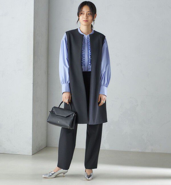 SHIPS for women「【SHIPS別注】kaene:〈洗濯機可能〉ハイストレッチ ダンボール フリル ジレ」|ベスト・ジレ|