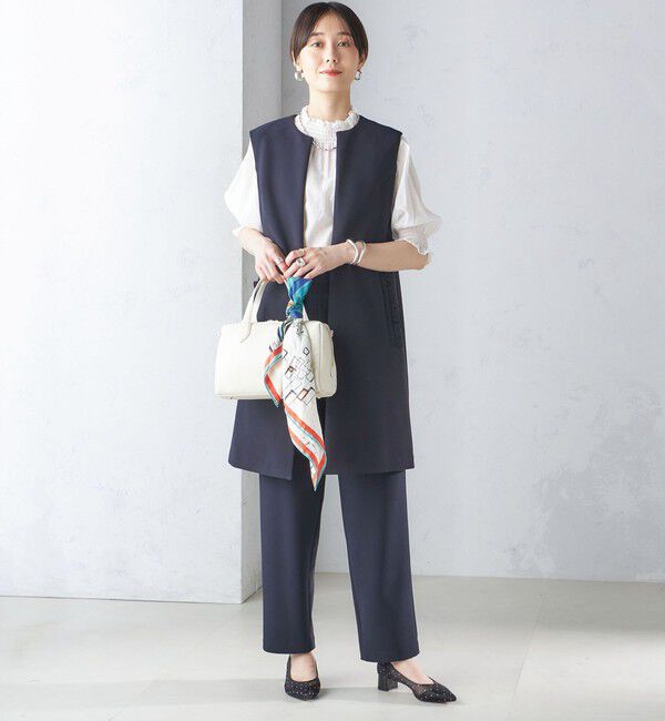 SHIPS for women「【SHIPS別注】kaene:〈洗濯機可能〉ハイストレッチ ダンボール フリル ジレ」|ベスト・ジレ|