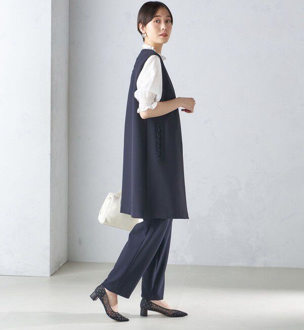 SHIPS for women「【SHIPS別注】kaene:〈洗濯機可能〉ハイストレッチ ダンボール フリル ジレ」|ベスト・ジレ|