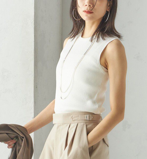 SHIPS for women「〈手洗い可能〉ラメ ノースリーブ ニット」|ニット・セーター|ホワイト系