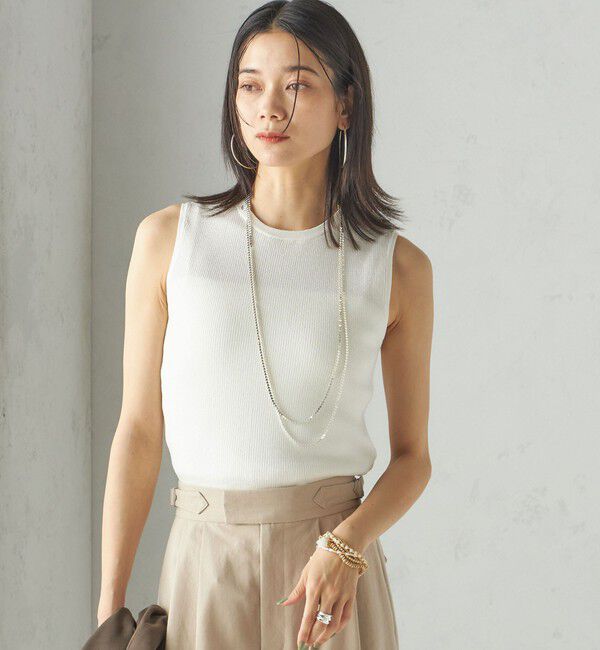 SHIPS for women「〈手洗い可能〉ラメ ノースリーブ ニット」|ニット・セーター|