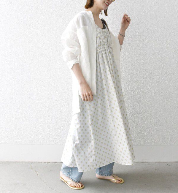 SHIPS any「SHIPS any:〈洗濯機可能〉グリッター プリント ギャザー キャミ ワンピース」|ワンピース|