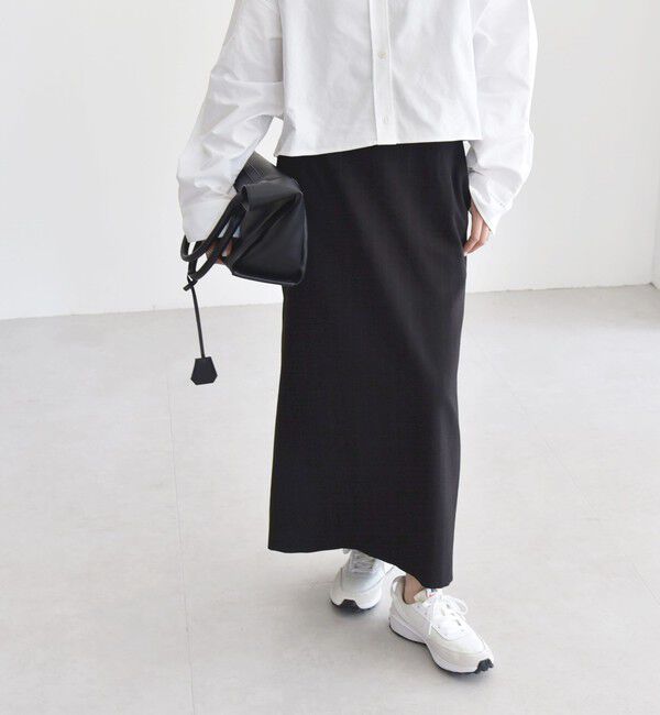 quaranciel「quaranciel:〈洗濯機可能〉ペプラム ベルト付 ストライプ Iライン スカート」|スカート|