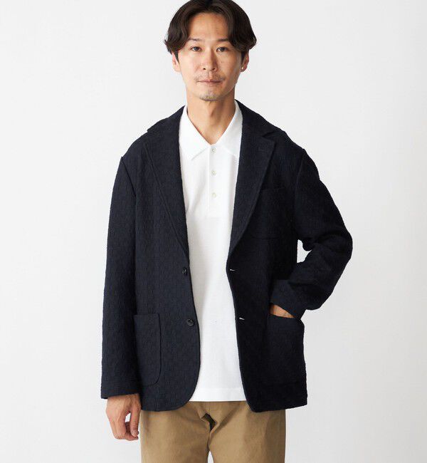 SHIPS「SHIPS:〈手洗い可能〉TEXBRID(R) ジャカード 2ボタン ジャケット」|テーラードジャケット|ネイビー