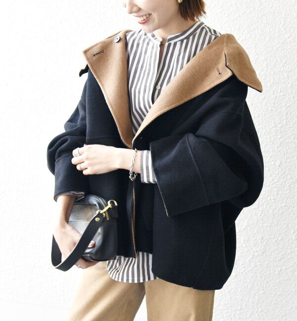 SHIPS any「《一部追加予約》【WEB限定】SHIPS any: リバー スタンドカラー ポンチョ ショート コート」|その他|