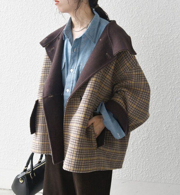 SHIPS any「《一部追加予約》【WEB限定】SHIPS any: リバー スタンドカラー ポンチョ ショート コート」|その他|