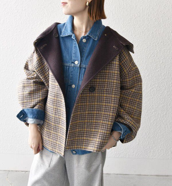 SHIPS any「《一部追加予約》【WEB限定】SHIPS any: リバー スタンドカラー ポンチョ ショート コート」|その他|