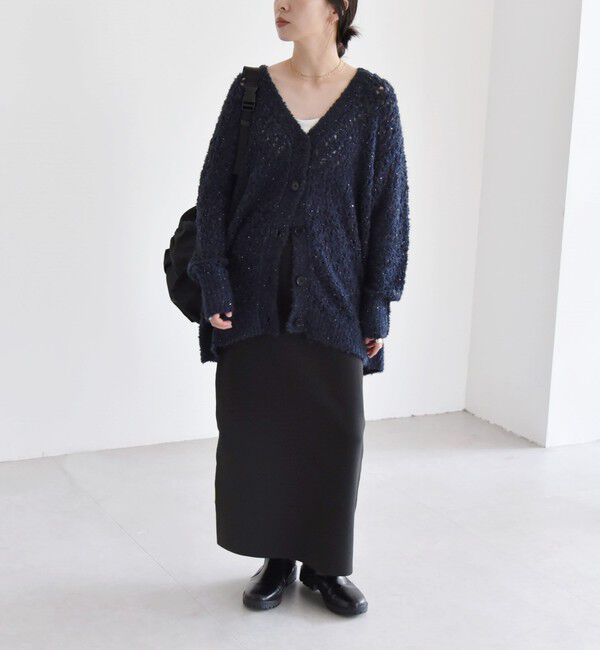 quaranciel「quaranciel:〈手洗い可能〉スパンコール Vネック ニット カーディガン」|カーディガン|