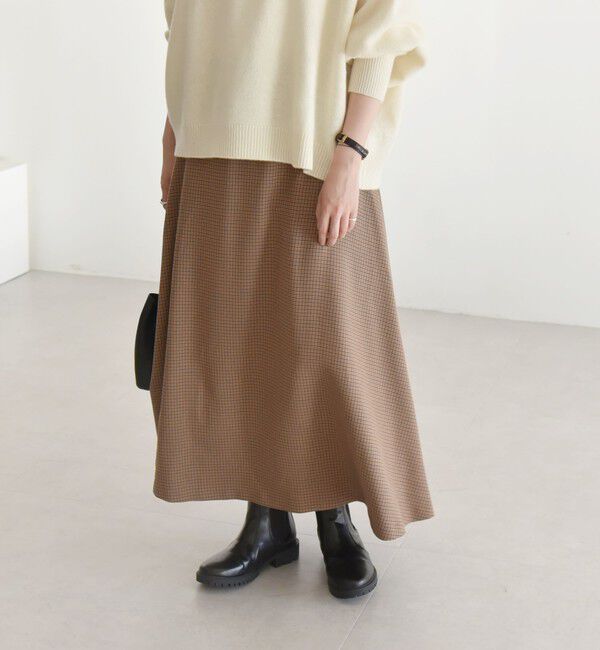 quaranciel「quaranciel:〈洗濯機可能〉チェック Aライン セミフレア スカート」|フレア|