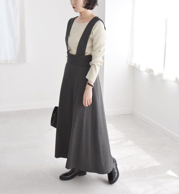 quaranciel「quaranciel:〈洗濯機可能〉サスペンダー ハイウエスト スカート」|スカート|チャコールグレー