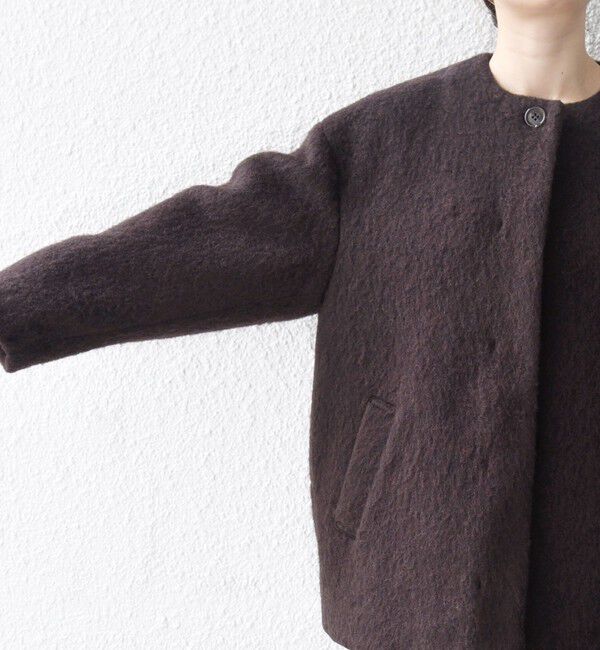 SHIPS any「《一部追加予約》SHIPS any: シャギー ノーカラー コクーン コート」|ノーカラーコート|