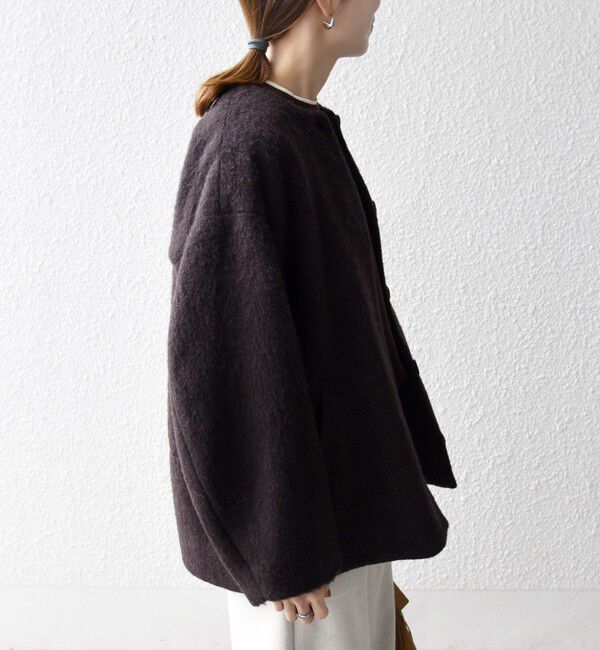 SHIPS any「《一部追加予約》SHIPS any: シャギー ノーカラー コクーン コート」|ノーカラーコート|