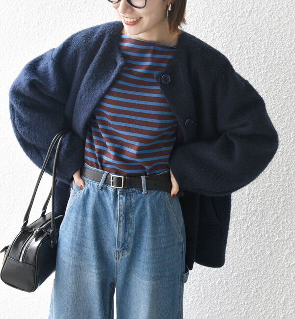 SHIPS any「《一部追加予約》SHIPS any: シャギー ノーカラー コクーン コート」|ノーカラーコート|