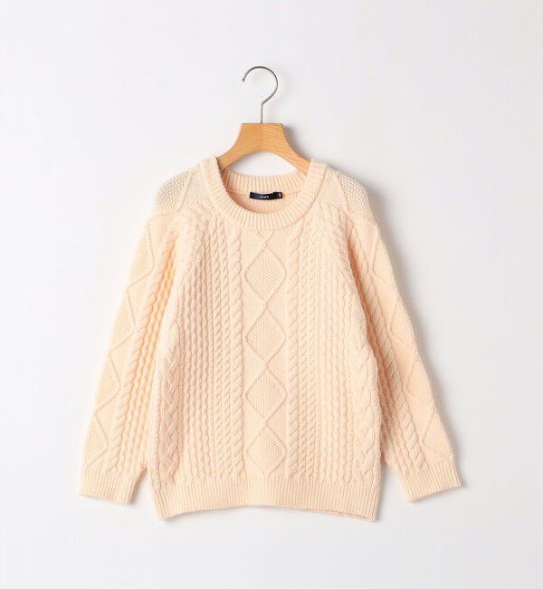 SHIPS KIDS「SHIPS KIDS:80～90cm /〈洗濯機可能〉ケーブル ニット」|ニット・セーター|オフホワイト