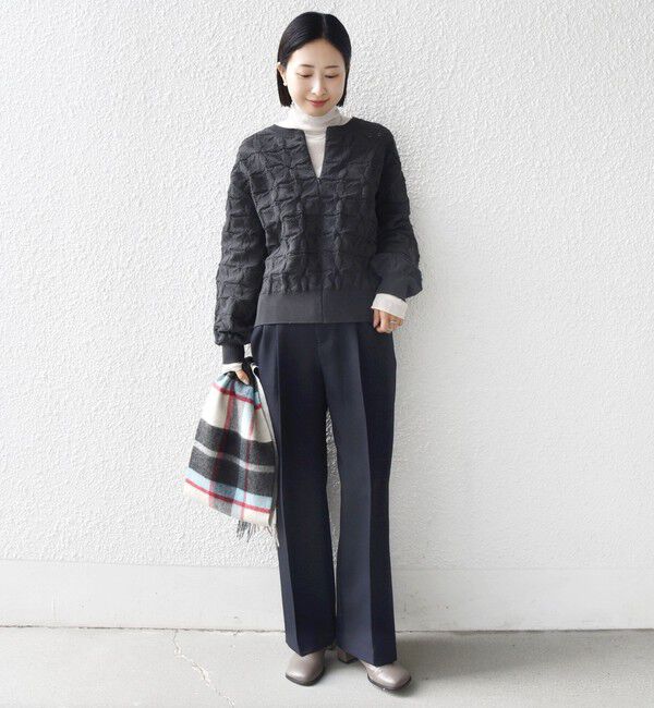 SHIPS for women「【WEB限定】〈洗濯機可能〉2WAY フラワー ジャカード ハーフ ジップ プルオーバー」|ニット・セーター|