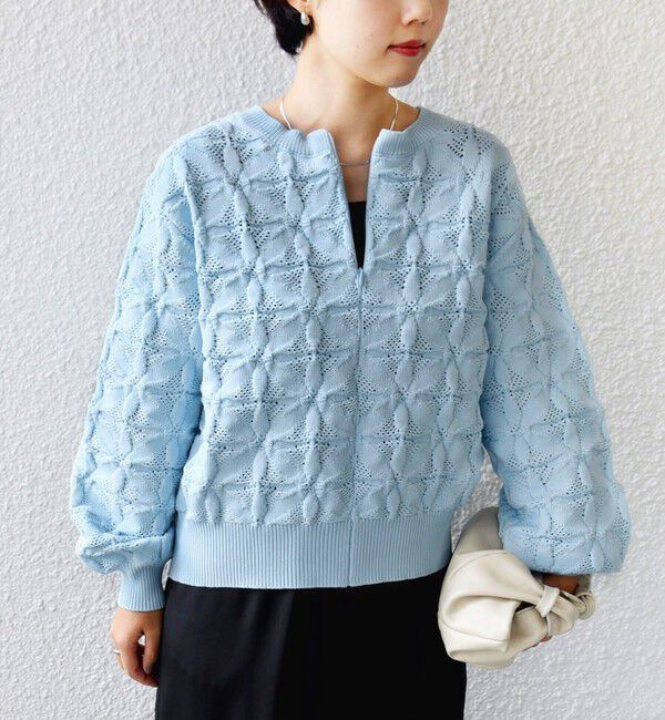 SHIPS for women「【WEB限定】〈洗濯機可能〉2WAY フラワー ジャカード ハーフ ジップ プルオーバー」|ニット・セーター|