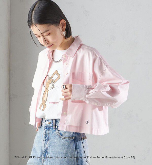 SHIPS for women「〈洗濯機可能〉ピン オックス 刺繍 クロップド シャツ」|シャツ・ブラウス|