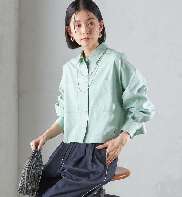 SHIPS for women「〈洗濯機可能〉ピン オックス 刺繍 クロップド シャツ」|シャツ・ブラウス|