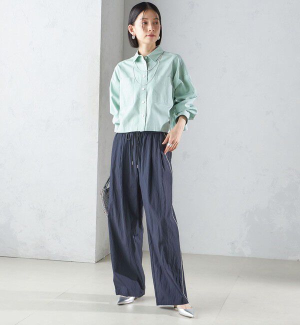 SHIPS for women「〈洗濯機可能〉ピン オックス 刺繍 クロップド シャツ」|シャツ・ブラウス|