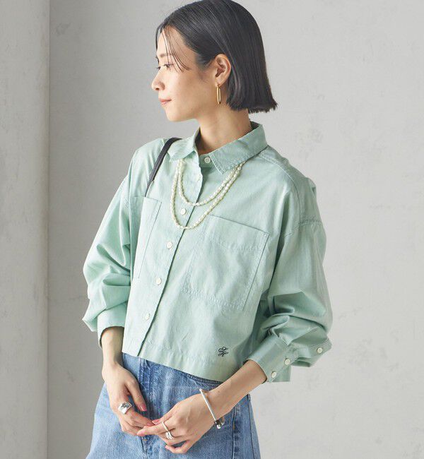 SHIPS for women「〈洗濯機可能〉ピン オックス 刺繍 クロップド シャツ」|シャツ・ブラウス|