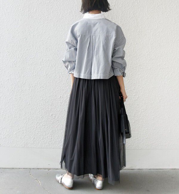 SHIPS for women「〈洗濯機可能〉ピン オックス 刺繍 クロップド シャツ」|シャツ・ブラウス|