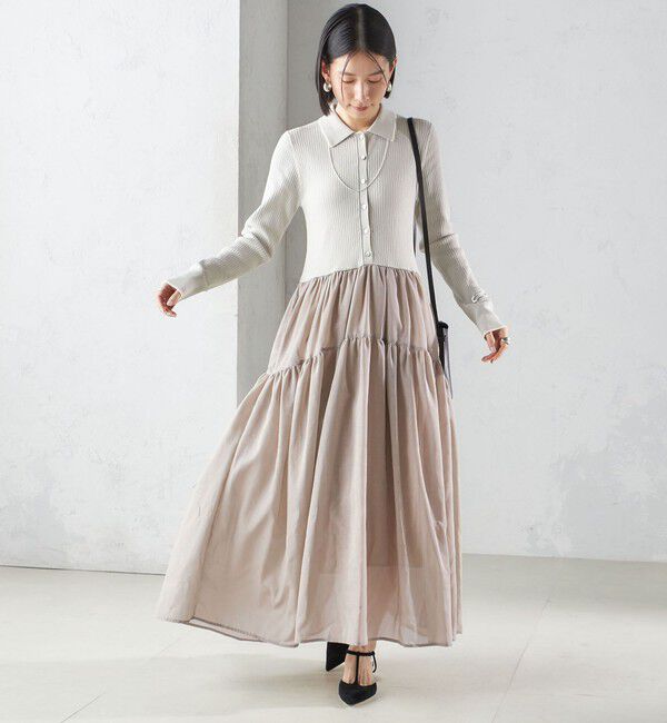 SHIPS for women「〈手洗い可能〉ポロ 衿 シアー ティアード ワンピース」|ワンピース|