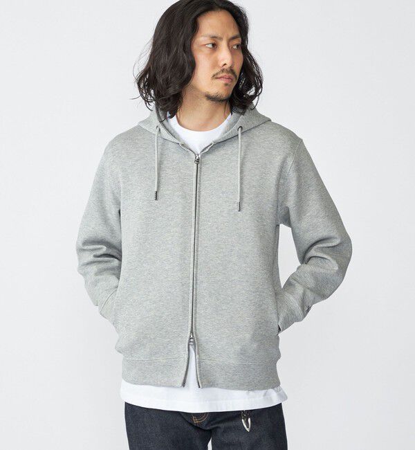 SHIPS「【WEB限定】SHIPS: ワンポイントロゴ ガスコットン ダブルニット ジップパーカー（セットアップ対応）」|パーカー|