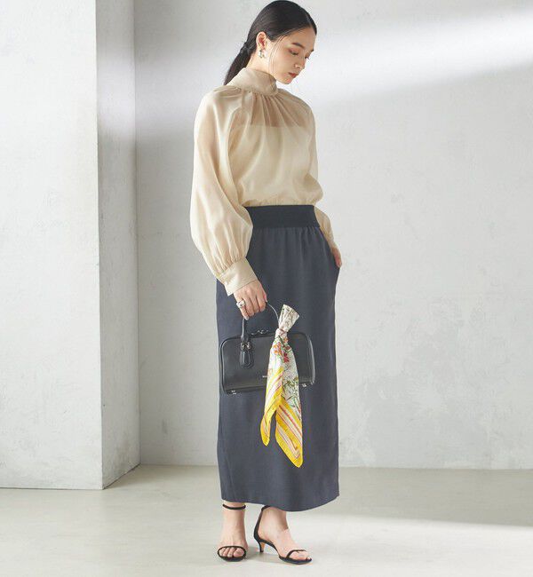 SHIPS for women「〈手洗い可能〉Asami 麻調合繊 ウエスト リブ タイト スカート」|タイト|