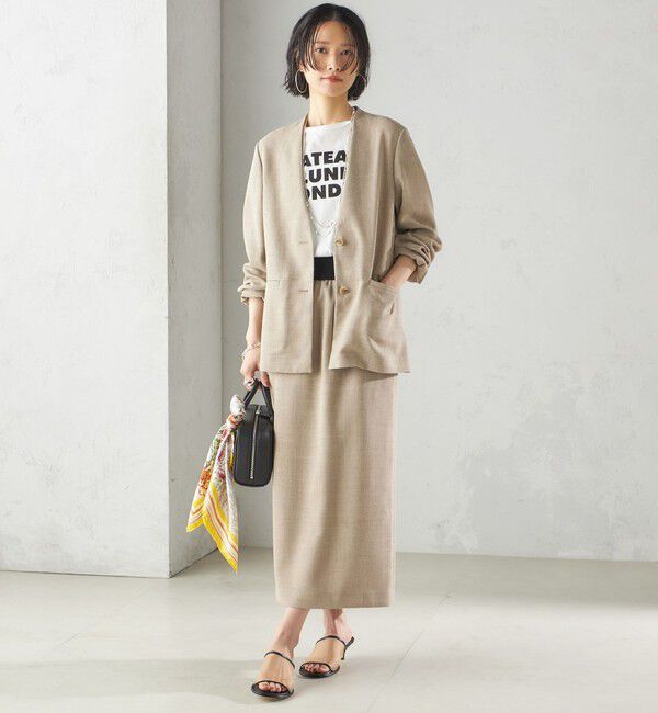 SHIPS for women「〈手洗い可能〉Asami 麻調合繊 ウエスト リブ タイト スカート」|タイト|