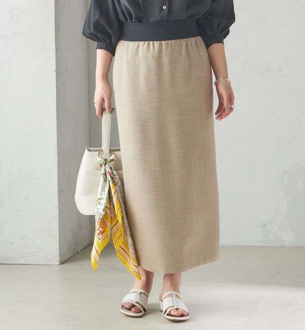 SHIPS for women「〈手洗い可能〉Asami 麻調合繊 ウエスト リブ タイト スカート」|タイト|