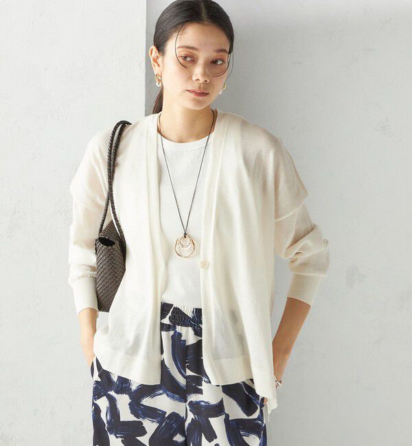 SHIPS for women「〈手洗い可能〉18G フィルミーコットン Vネック 1ボタン カーディガン」|カーディガン|