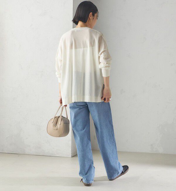 SHIPS for women「〈手洗い可能〉18G フィルミーコットン Vネック 1ボタン カーディガン」|カーディガン|